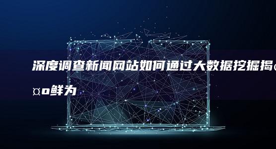 深度调查：新闻网站如何通过大数据挖掘揭示鲜为人知的社会现象？ (深度调查:新开源十年追梦,一场空)